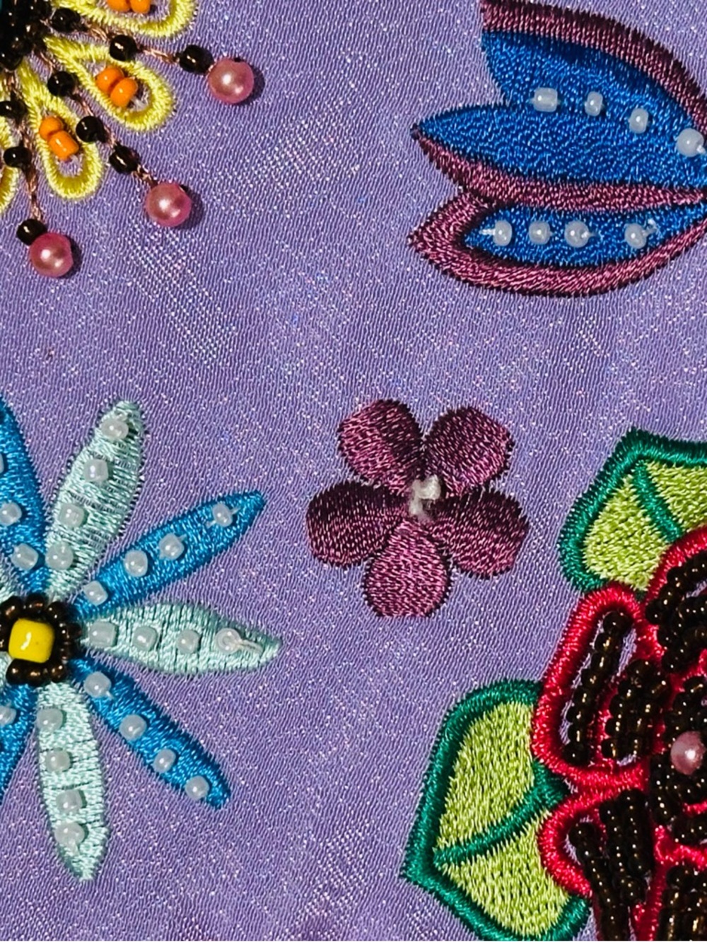 🌺NWT Vintage Floral Embroidered Lavender Clutch - Picture 15 of 15